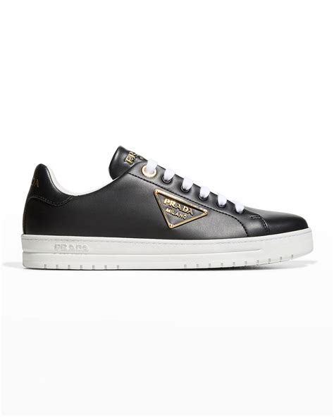 prada black tonal leather sneakers|prada downtown sneakers.